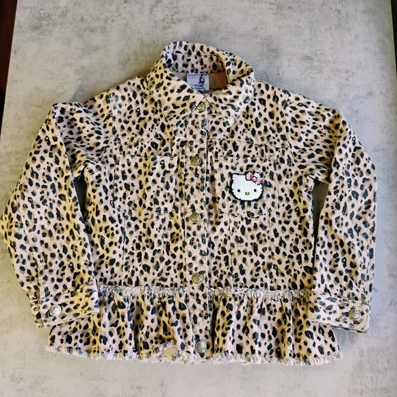 365 Kids Hello Kitty Leopard Print Lightweight Jacket Girls Size 5 - Picture 1 of 12